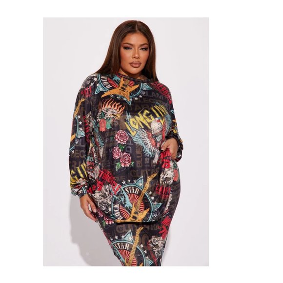 NWT - Fashion Nova Women's Rocking Out Skirt Set, Multi Color - Size 1X - Picture 3 of 7